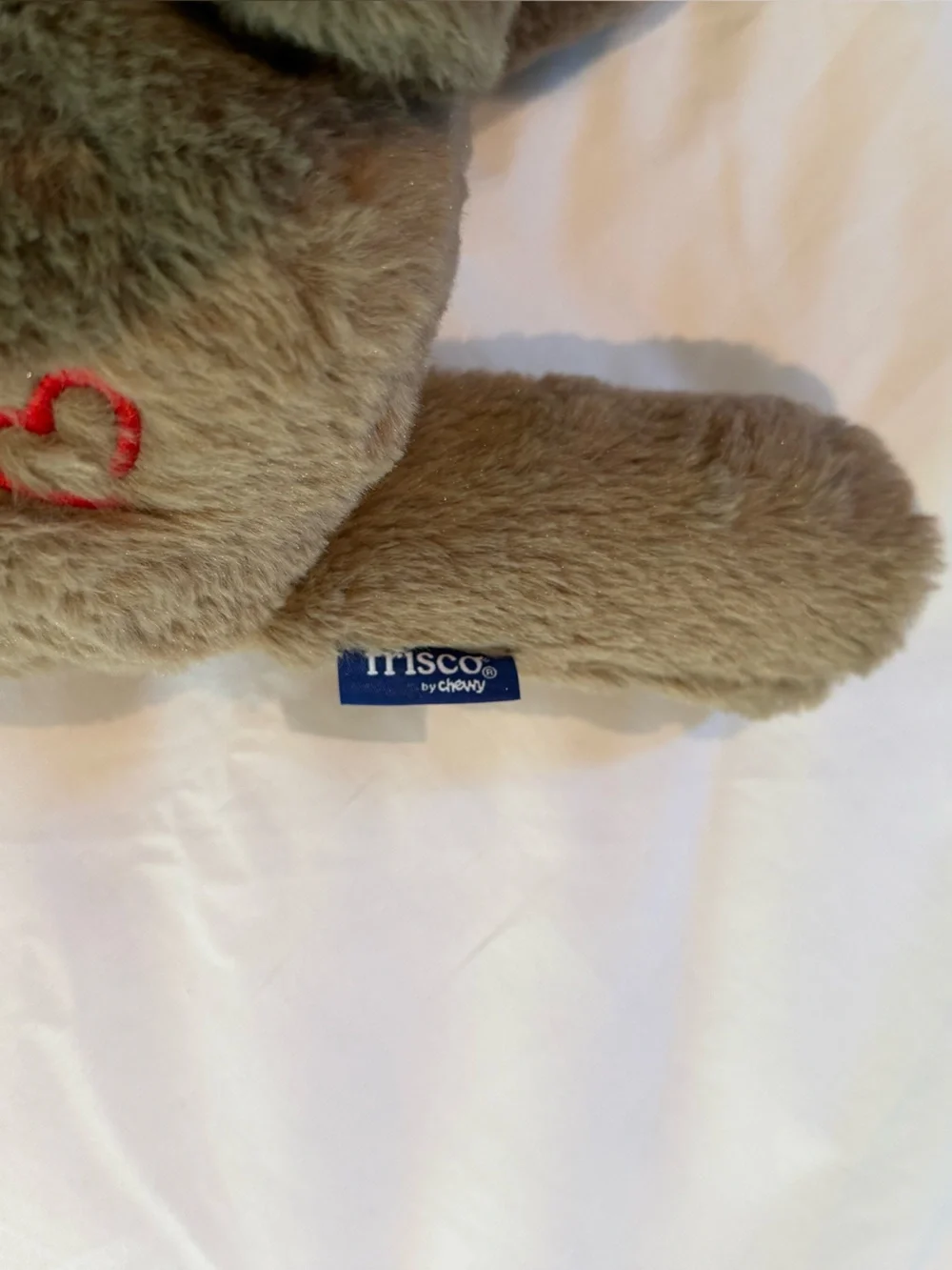 DOG Plush Brown Bear Holding Red Heart LIKE NEW!
